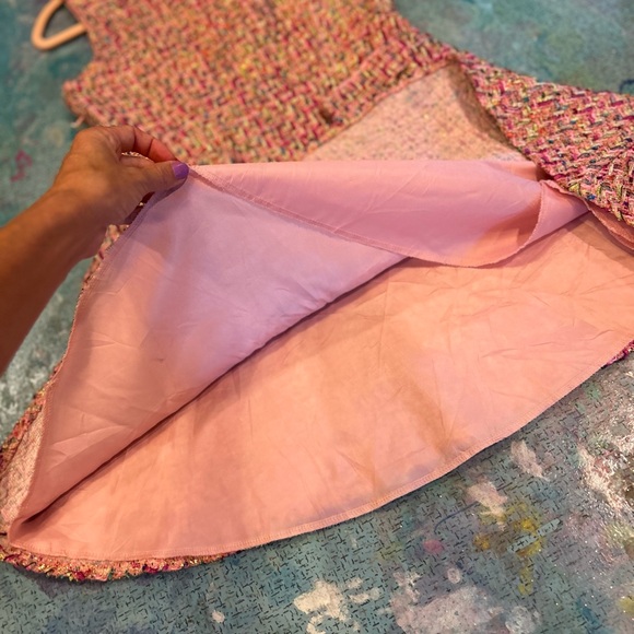 Pink Metallic Tweed Dress - Picture 6 of 10